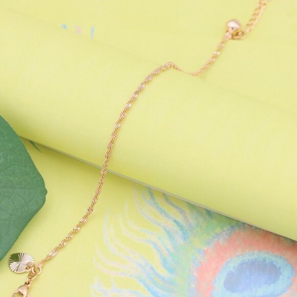 "Delicate Twist Chain Rose Gold Bracelet in Gold-Plated Brass, XPBL1110 - Picture 7 of 13